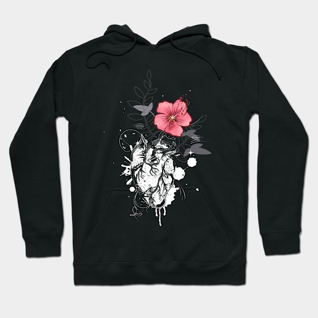 Anatomical heart with flower Hoodie by Kisho